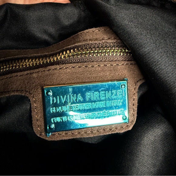 Divina Firenze Suede Fringe Hobo Bag Brown Made in Italy NWT - Picture 11 of 12